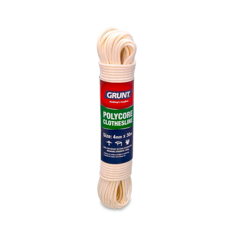 Grunt White Poly Core Clothesline Wire - 4mm x 30m - Durable Outdoor Use - SuperSaverAU - view 1