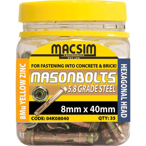 Macsim Fasteners 8 x 40mm Zinc Sleeve Anchor 35 Pack - High Strength - SuperSaverAU - view 1