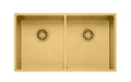 Oliveri Spectra double bowl sink - brushed gold 304 stainless steel, Softtone soundproofing - SB63AU