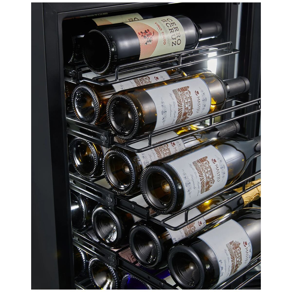 Little Cave 22 Bottle Label View Single Zone Compressor Wine Fridge - Black, UV-Resistant Door - LCLV22SB