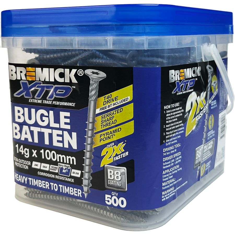 Bremick XTP Bugle Batten 14g x 100mm T40 B8 - 500 Pack - Fast Installation - SuperSaverAU - view 1