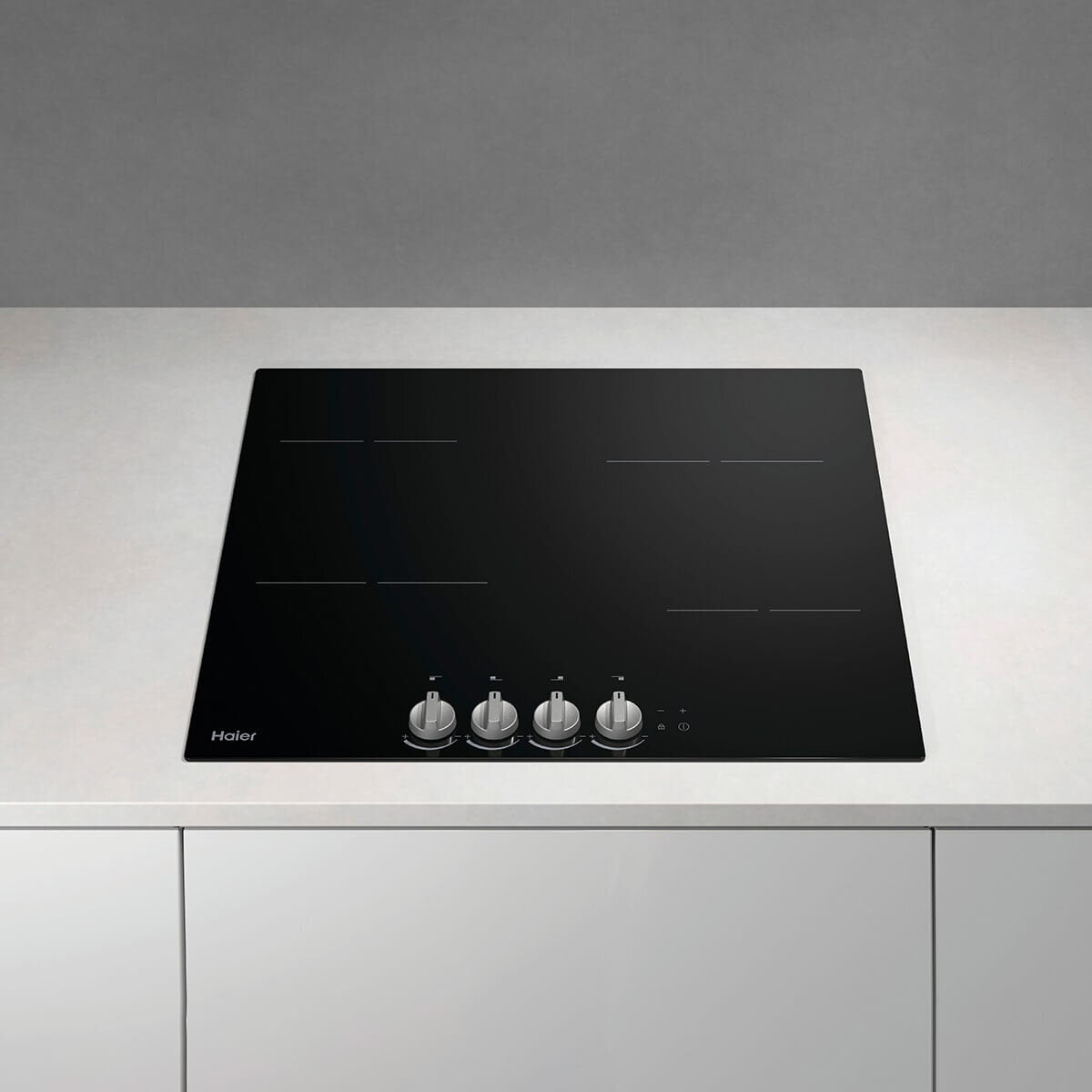 Haier electric ceramic cooktop - 4 radiant zones, dial controls, spill detection, black glass - HCE604DB3
