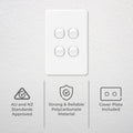 DETA X6 White Quad Vertical Switch 4 Gang 10A 240V Polycarbonate Indoor 6154VB