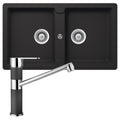 Abey Schock Typos Double Bowl Sink Pack - Onyx Black Cristalite Plus with 400456 Kitchen Mixer - TN200TB