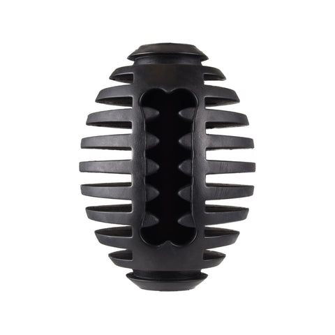 Gladiator 12cm Black Rubber Rugby Dog Toy - Treat-Fillable Chew & Fetch Ball