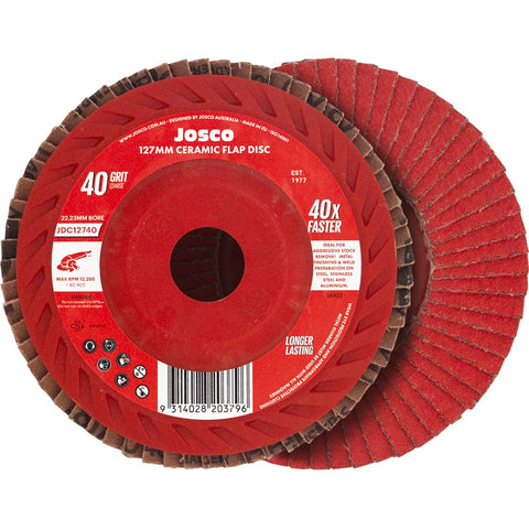 Josco 127mm 40 Grit Ceramic Flap Disc for Fast Weld Removal & Grinding