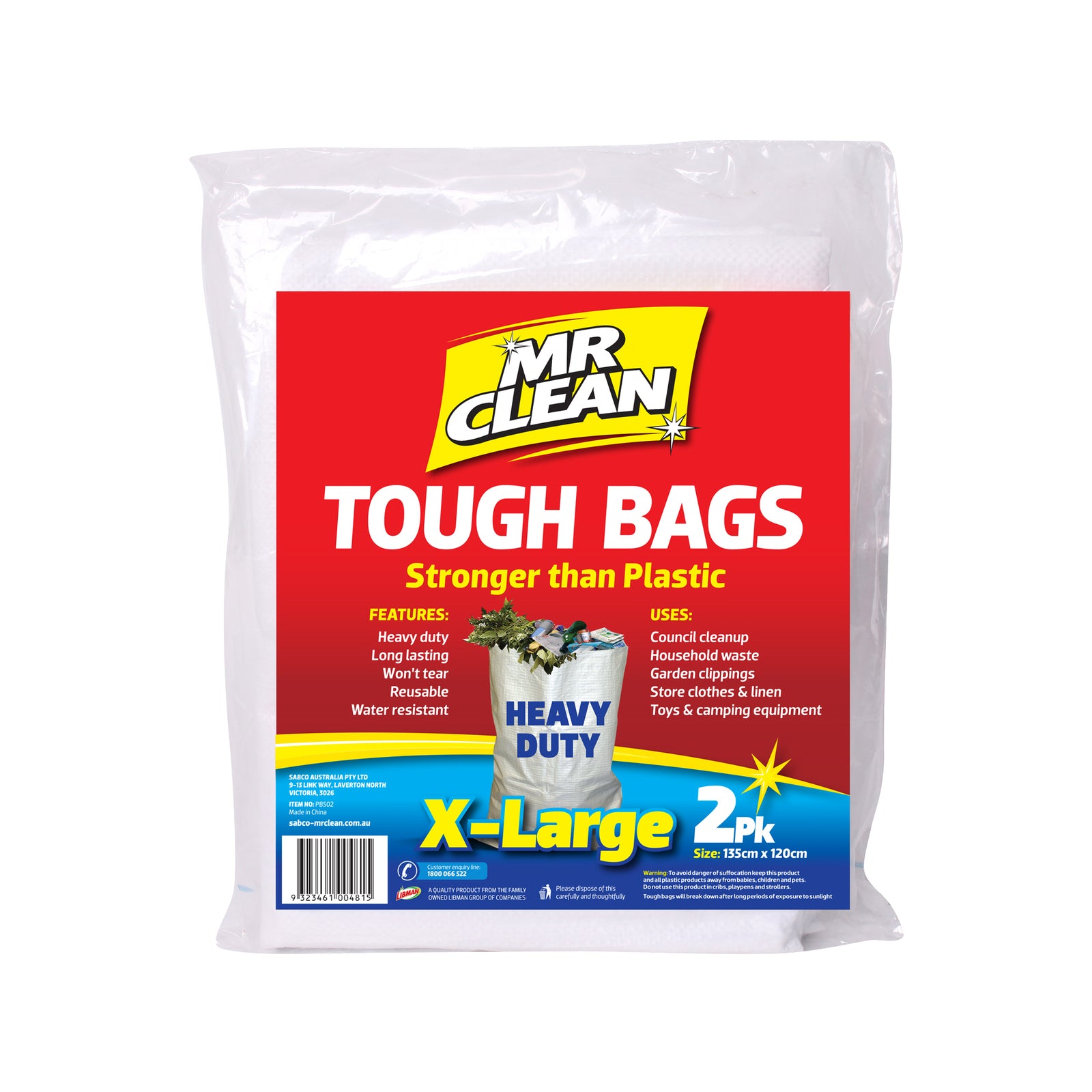 Mr Clean Tough Bags, X-Large, White Polypropylene Garbage Bags