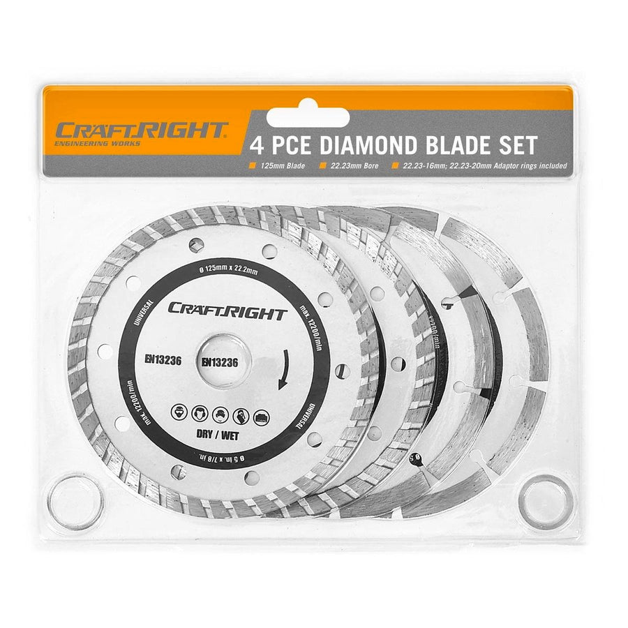 Craftright Diamond Blades - 125mm - Metal - Wet/Dry - 4 Pack - SuperSaverAU - view 1
