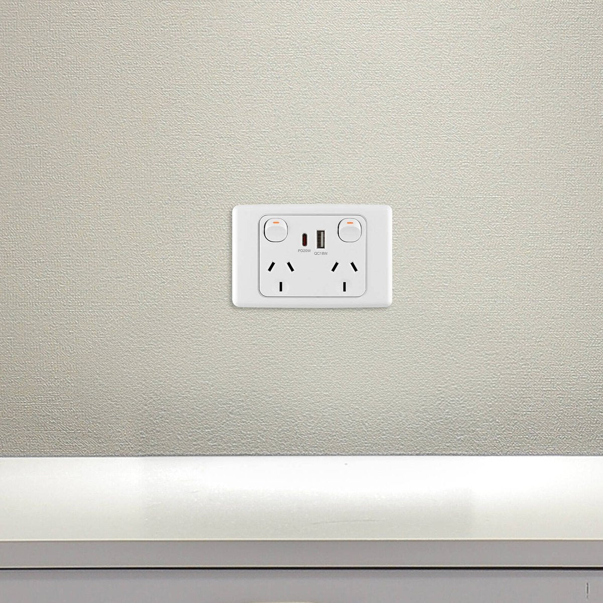 Deta 6000 Double Power Point with USB A+C PD20W Fast Charging - 250V - White - Efficient Charging for Multiple Devices - SuperSaverAU - view 3