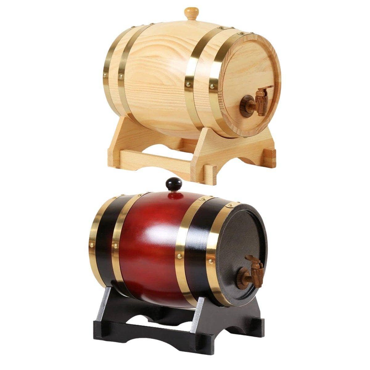 5L Wooden Wine Barrel with Stand and Resin Tap - Red - view 3