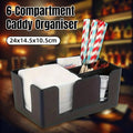 6-Compartment Bar Caddy Organiser for Napkins, Straws and Cups