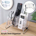 6 Compartment Remote Control Organiser - Clear Acrylic with Metal Frame