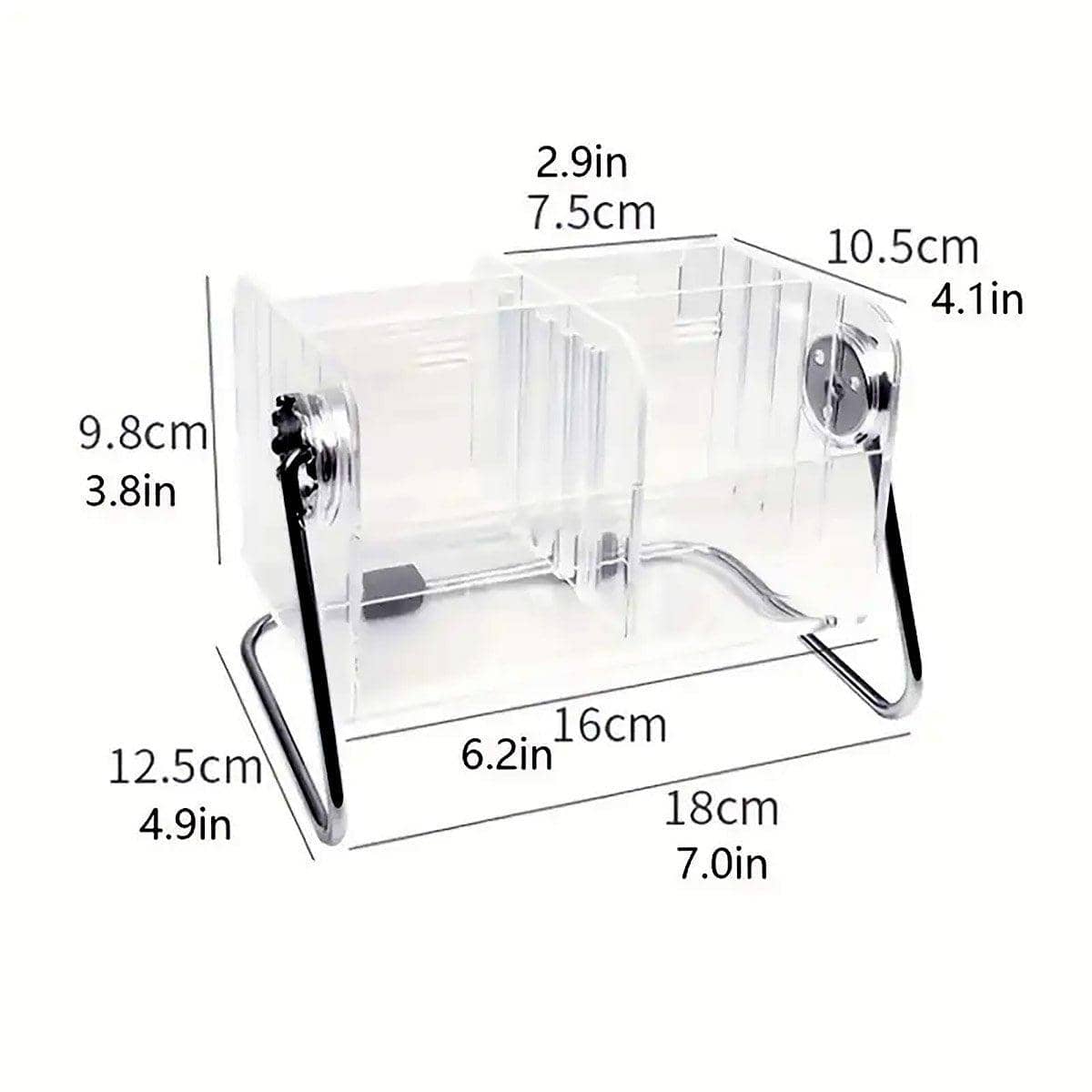 6 Compartment Remote Control Organiser - Clear Acrylic with Metal Frame - view 3