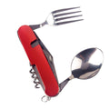6-In-1 Folding Camping Knife, Fork and Spoon Multi-Tool, Pack of 2 - Red