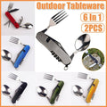 6-In-1 Folding Camping Knife, Fork and Spoon Multi-Tool, Pack of 2 - Red - view 2