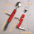 6-In-1 Folding Camping Knife, Fork and Spoon Multi-Tool, Pack of 2 - Red ABS Handle - view 4