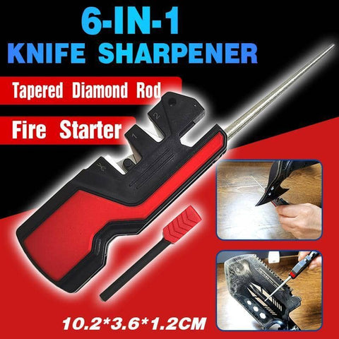 6-In-1 Knife Sharpener Diamond and Ceramic for Knives Outdoor Survival Tool