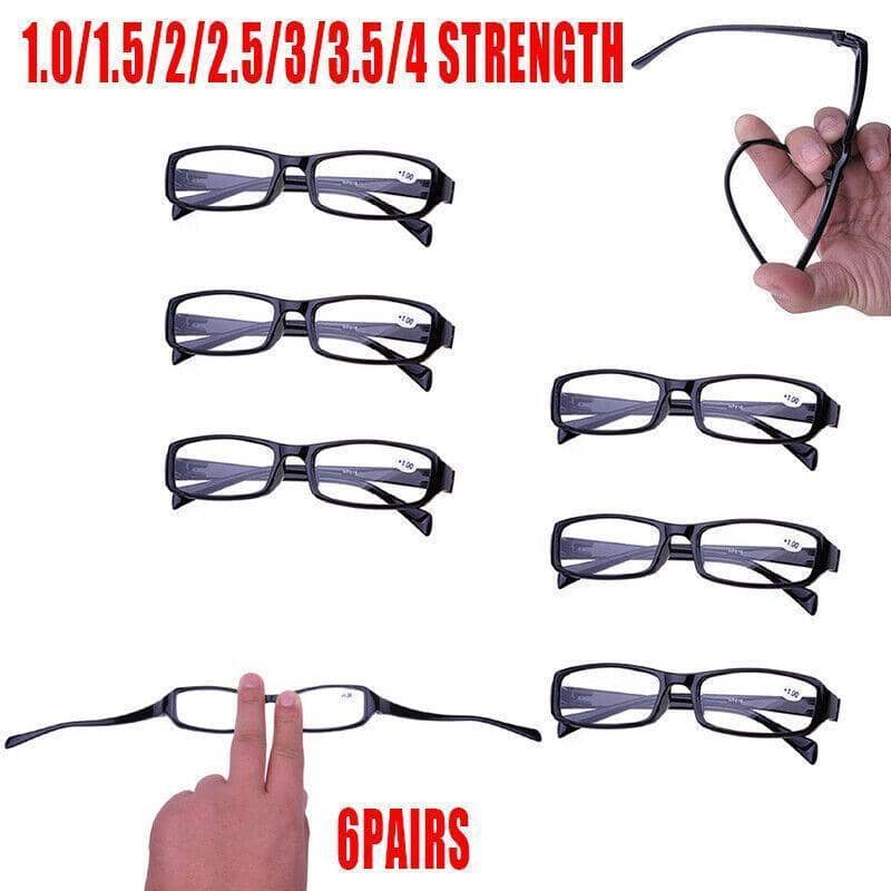 6 Pairs Wayfarer Frame Magnifying Reading Glasses for Men and Women - +2.00 Strength - view 2