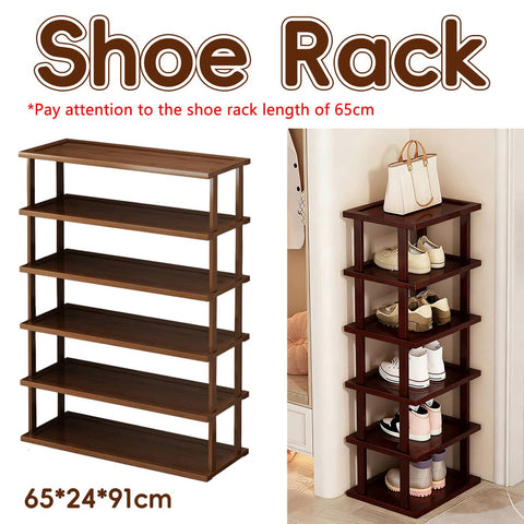6 Tier Bamboo Shoe Rack - Brown, 65 x 24 x 91cm