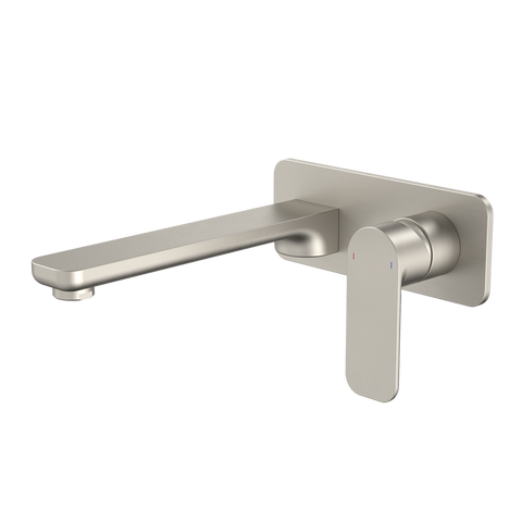 Caroma Luna Wall Basin Bath Mixer - 180mm x 122mm x 230mm - Brushed Nickel - Lead-Free Brass - Easy Clean Aerator - SuperSaverAU - view 1