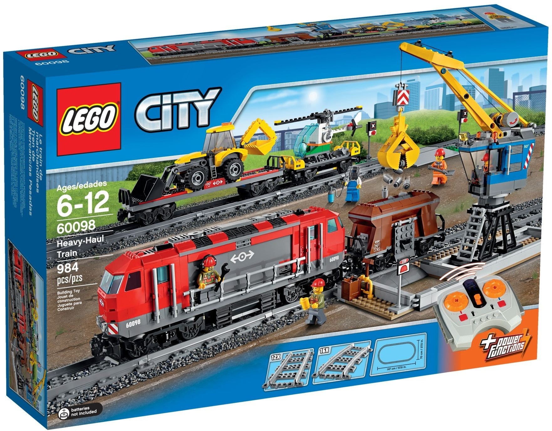 LEGO 60098 Heavy-Haul Train Set with Crane, Helicopter & Backhoe - SuperSaverAU - view 1