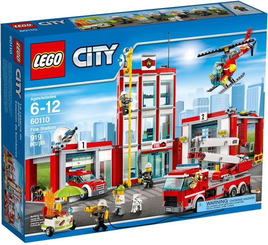 LEGO 60110 City Fire Station with Truck, Helicopter & Hot Dog Stand