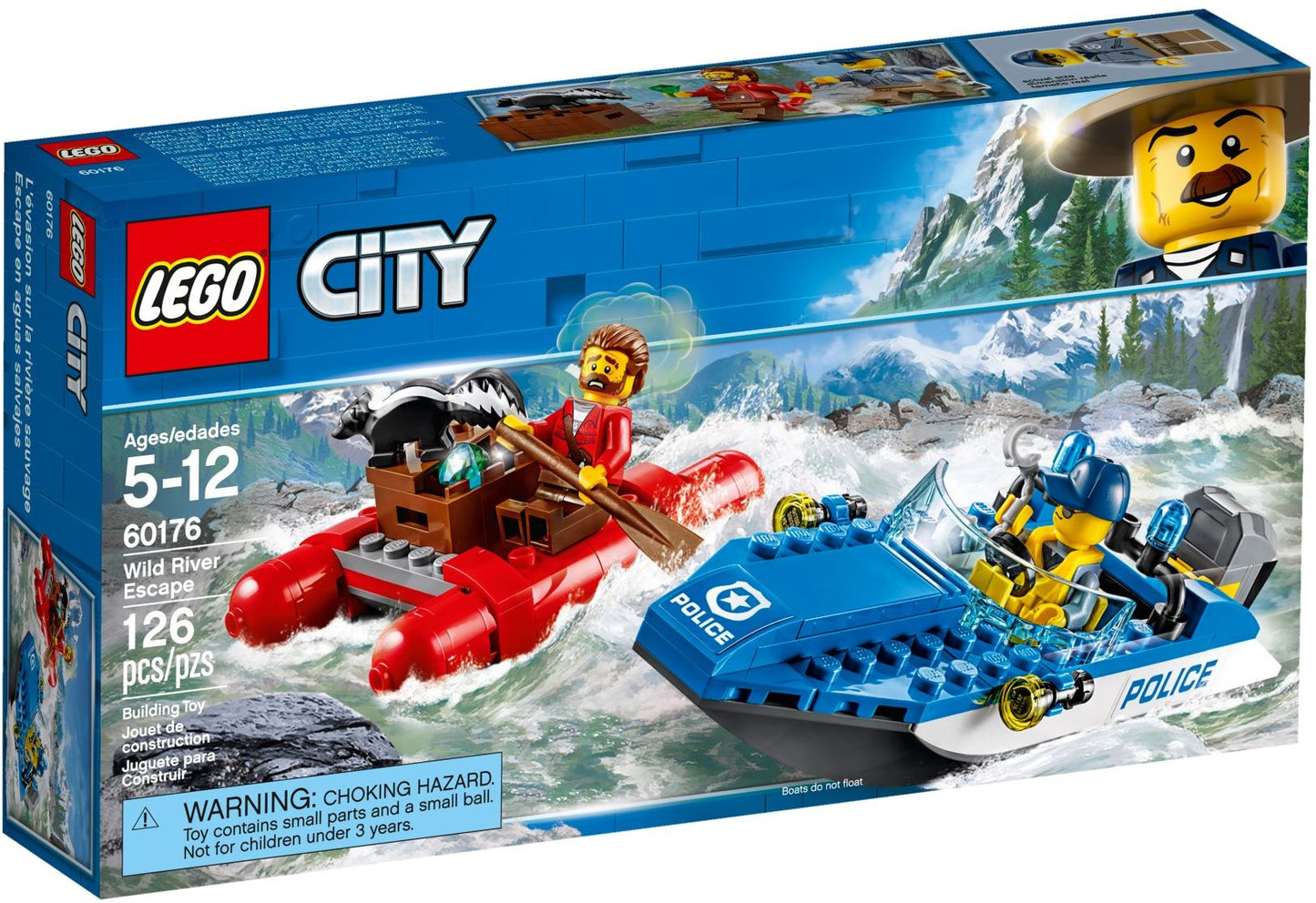 LEGO 60176 Wild River Escape Police Speedboat Crook Raft Set
