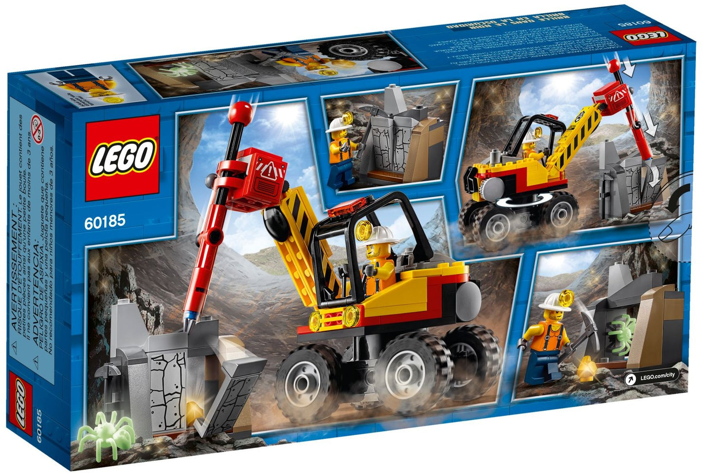 LEGO 60185 Mining Power Splitter: Excavator Toy with Gold Nugget