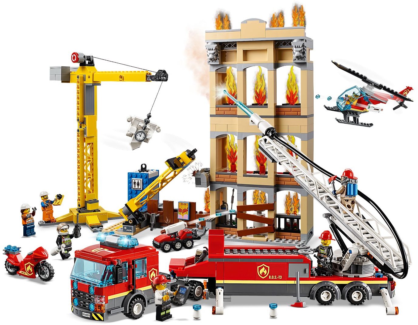 LEGO 60216 Downtown Fire Brigade Rescue Helicopter Building Set - SuperSaverAU - view 2