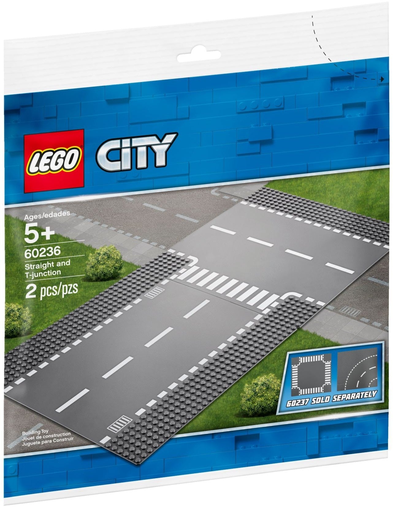LEGO 60236 City Road Plates: Straight & T-Junction