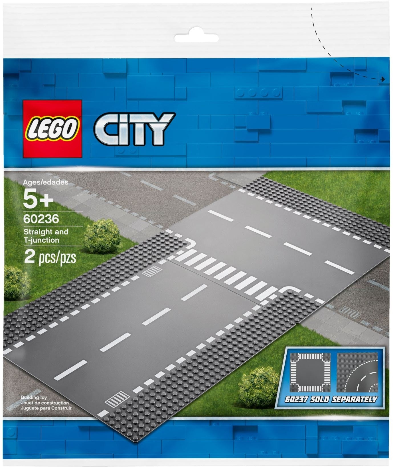 LEGO 60236 City Road Plates: Straight & T-Junction