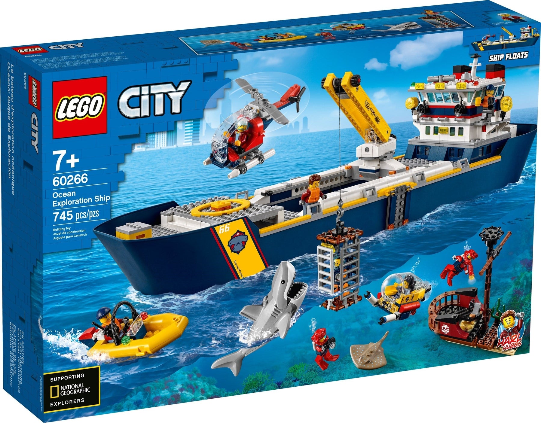 LEGO 60266 Ocean Exploration Ship: Floating Ship with Submarine & Helicopter - SuperSaverAU - view 1