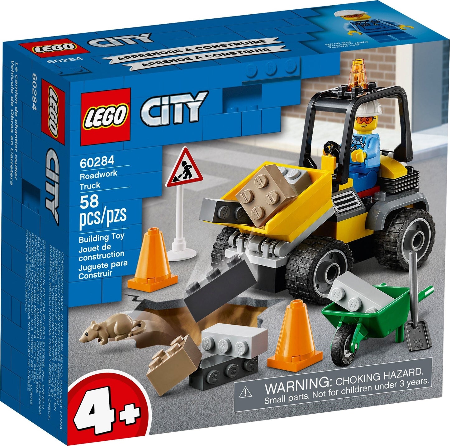 LEGO 60284 Roadwork Truck Toy Building Set with Minifigure