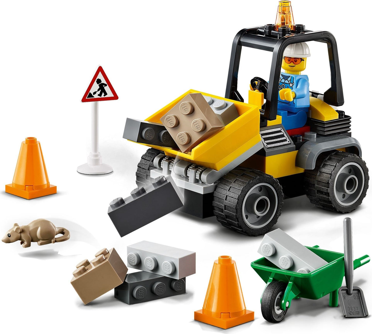 LEGO 60284 Roadwork Truck Toy Building Set with Minifigure