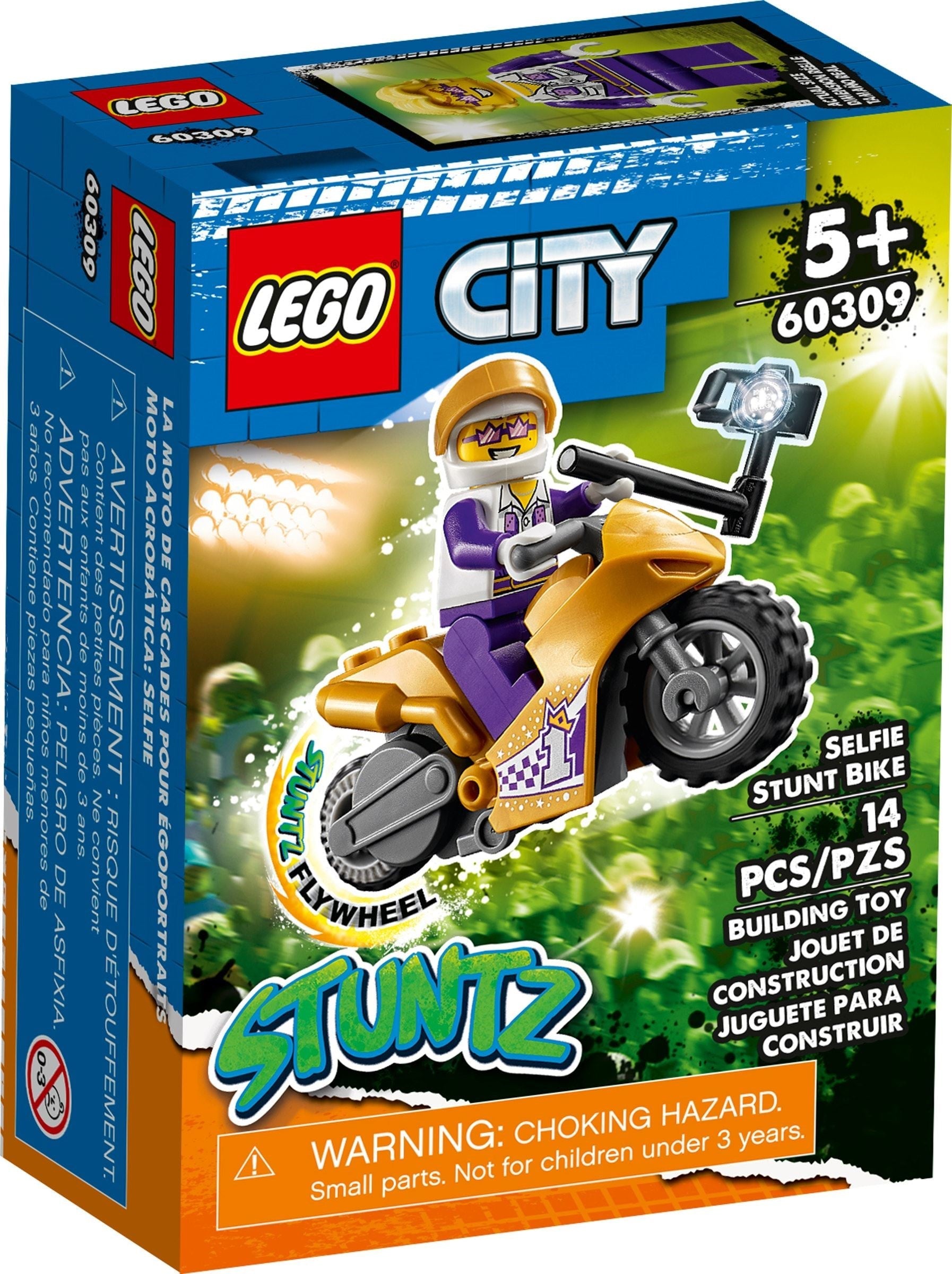 LEGO 60309 Selfie Stunt Bike: Flywheel Motorcycle Toy with Spotlight - SuperSaverAU - view 1