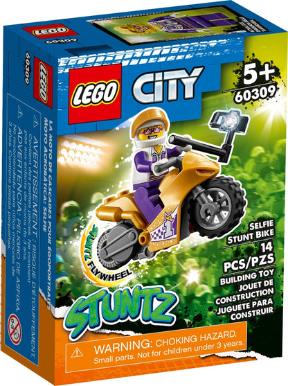 LEGO 60309 Selfie Stunt Bike: Flywheel Motorcycle Toy with Spotlight