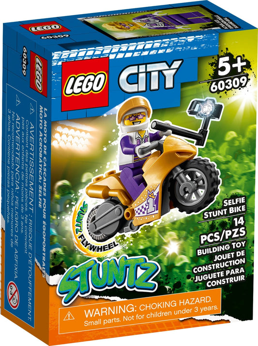 LEGO 60309 Selfie Stunt Bike: Flywheel Motorcycle Toy with Spotlight