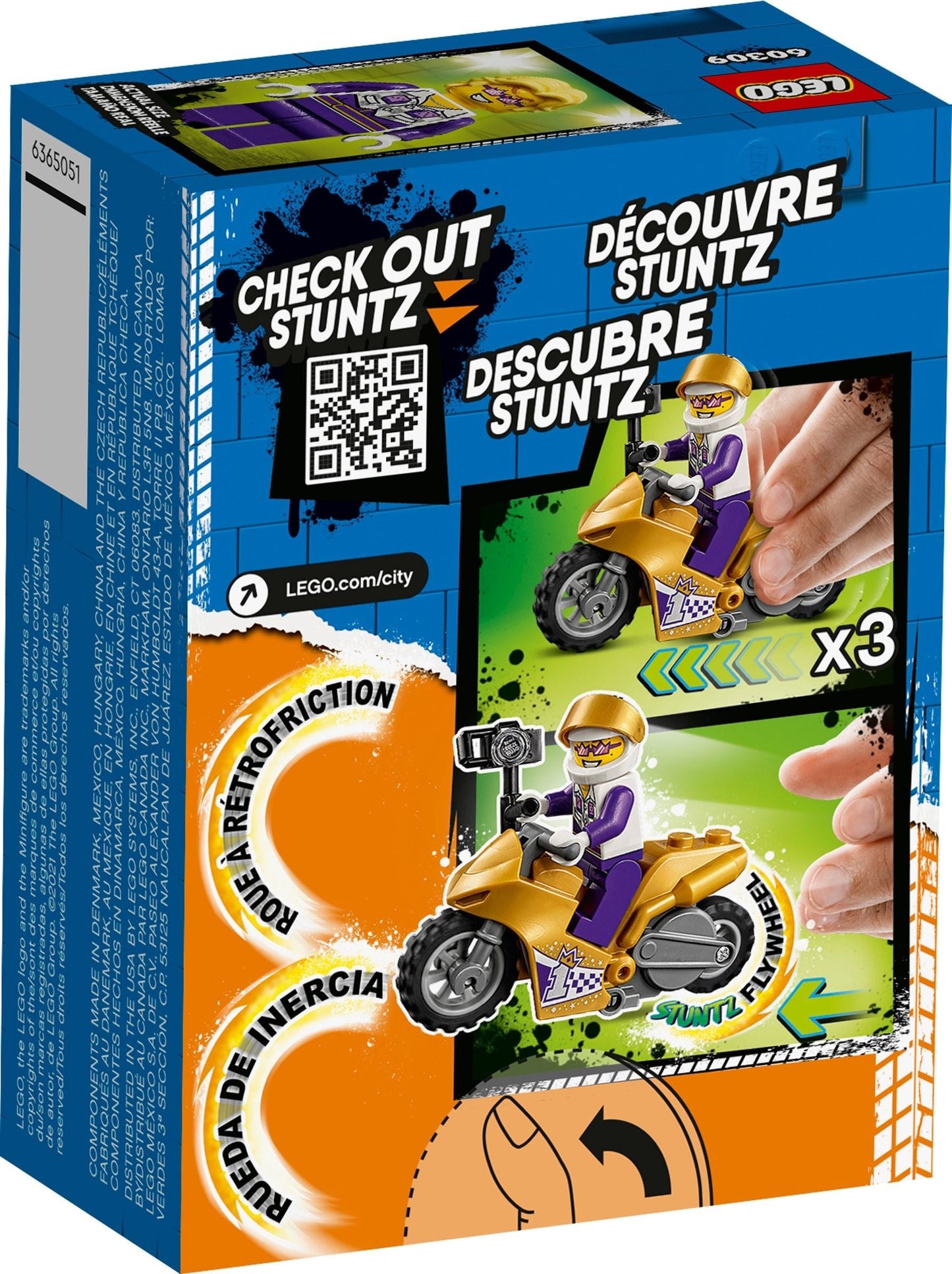 LEGO 60309 Selfie Stunt Bike: Flywheel Motorcycle Toy with Spotlight