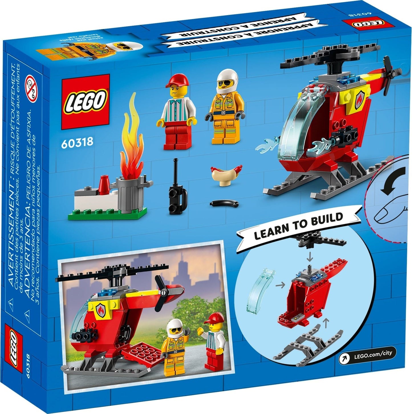 LEGO 60318 Fire Helicopter: Firefighter Rescue Playset (4+)