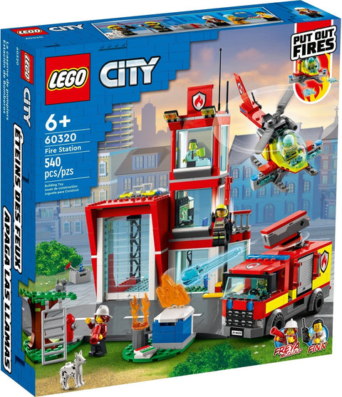 LEGO 60320 City Fire Station: Fire Truck, Helicopter & Minifigures - SuperSaverAU - view 1