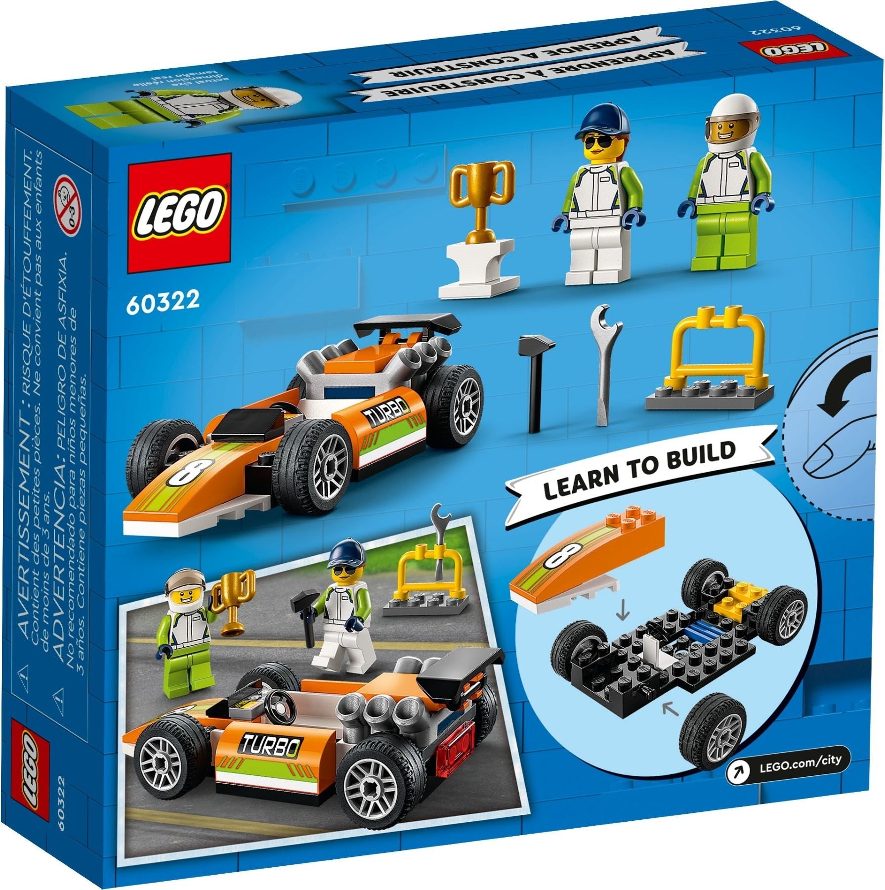 LEGO 60322 Race Car: F1 Style Toy Car for Kids 4+ - SuperSaverAU - view 3