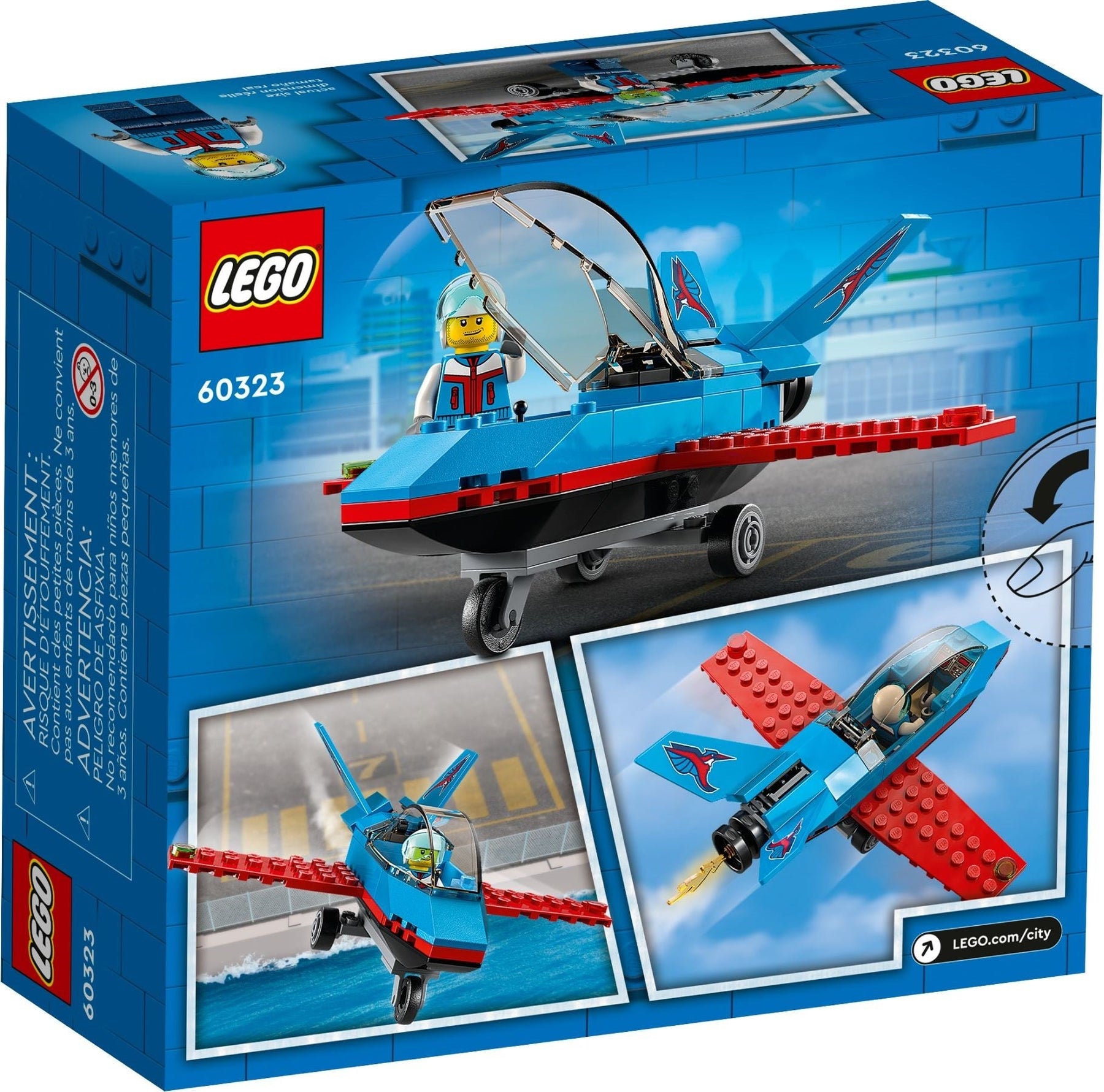 LEGO 60323 Stunt Plane: Toy Jet with Pilot for Kids 5+ - SuperSaverAU - view 3