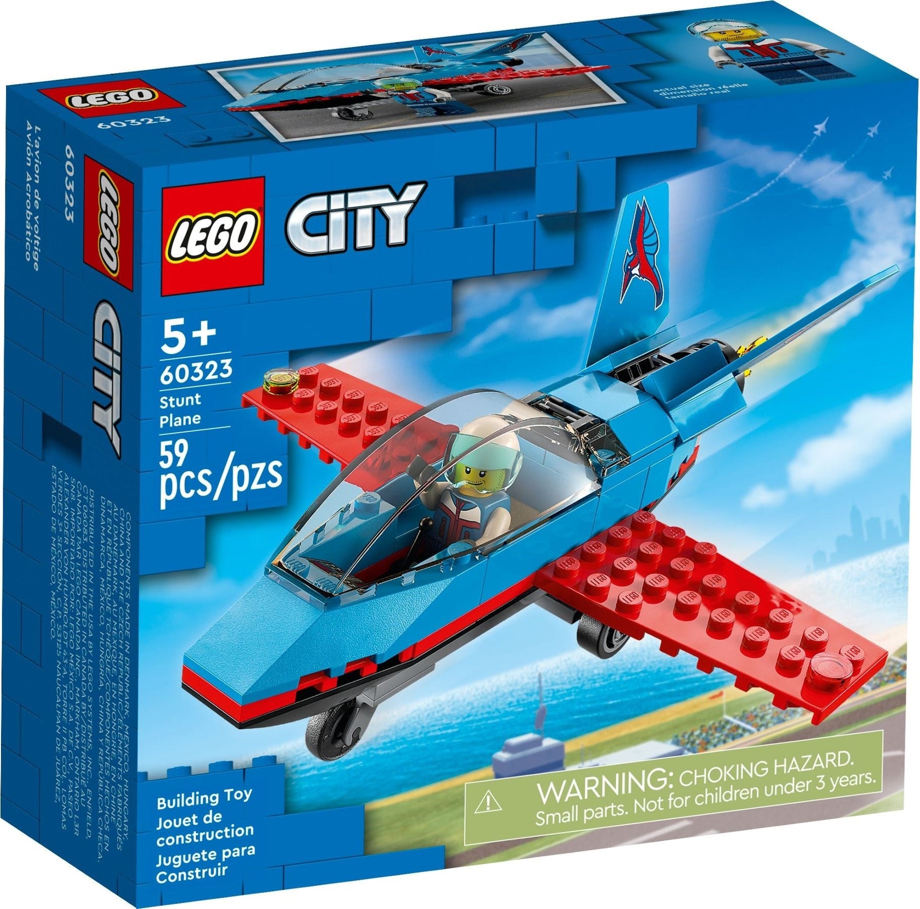 LEGO 60323 Stunt Plane: Toy Jet with Pilot for Kids 5+ - SuperSaverAU - view 4