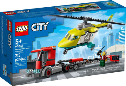 LEGO City Series 60343 Rescue Helicopter Transport- Auzzi Store
