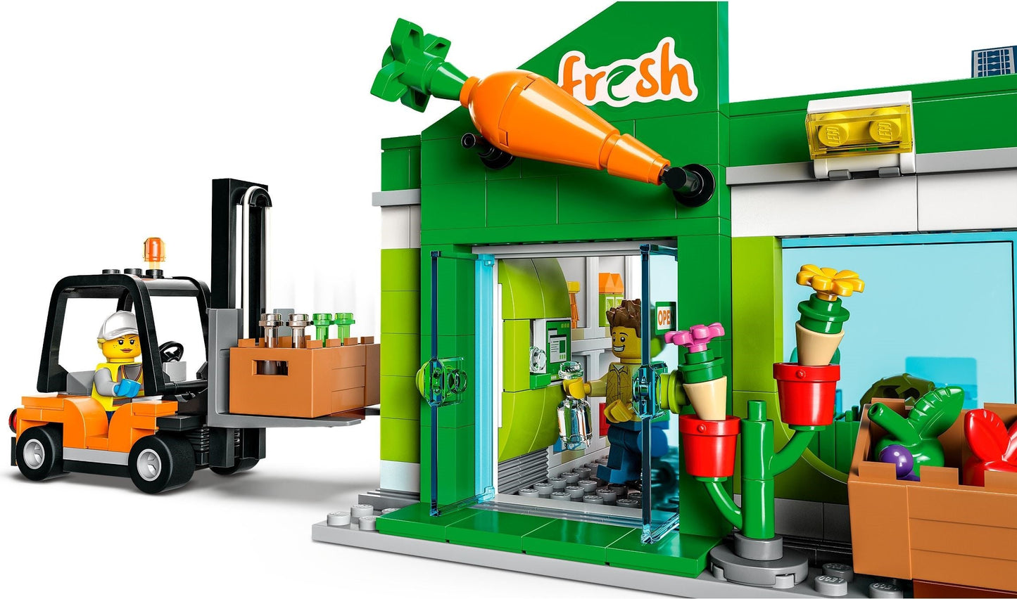 LEGO 60347 City Grocery Store Playset with EV & Forklift