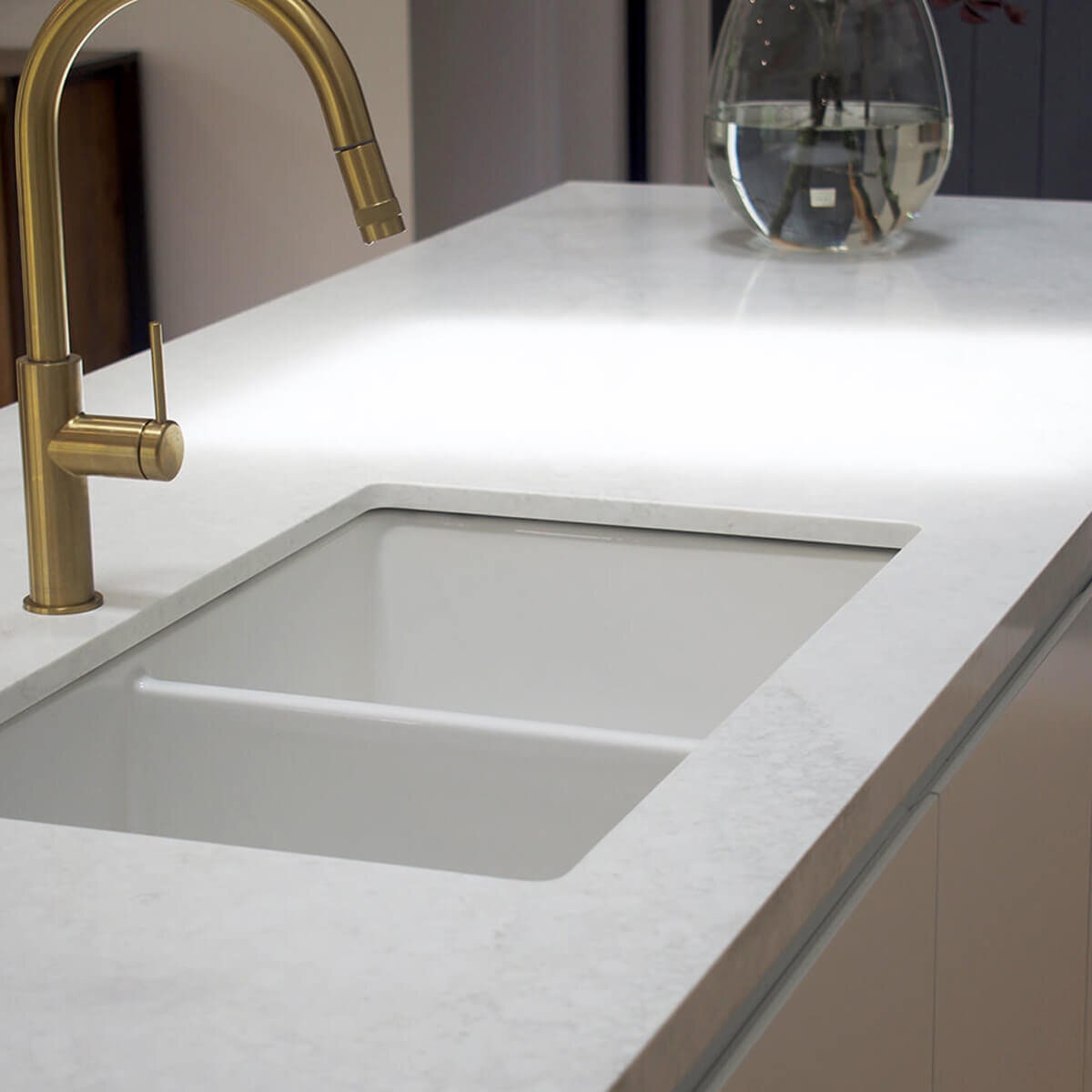 Turner Hastings Cuisine Double Bowl Fireclay Butler Sink - Gloss White, No Drainer - CUD85FS