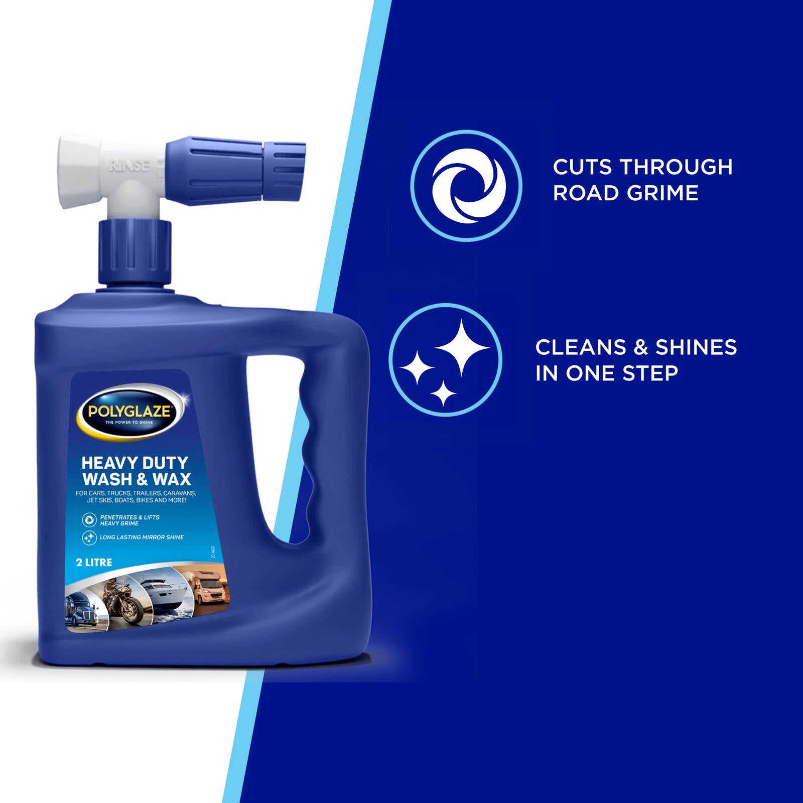 Selleys Polyglaze Heavy Duty Wash & Wax Hose On 2L Car Truck Boat