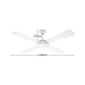 Arlec 130cm White Boston II 4 Blade Ceiling Fan - Remote, 6 Speed, 25W DC, DCF5241