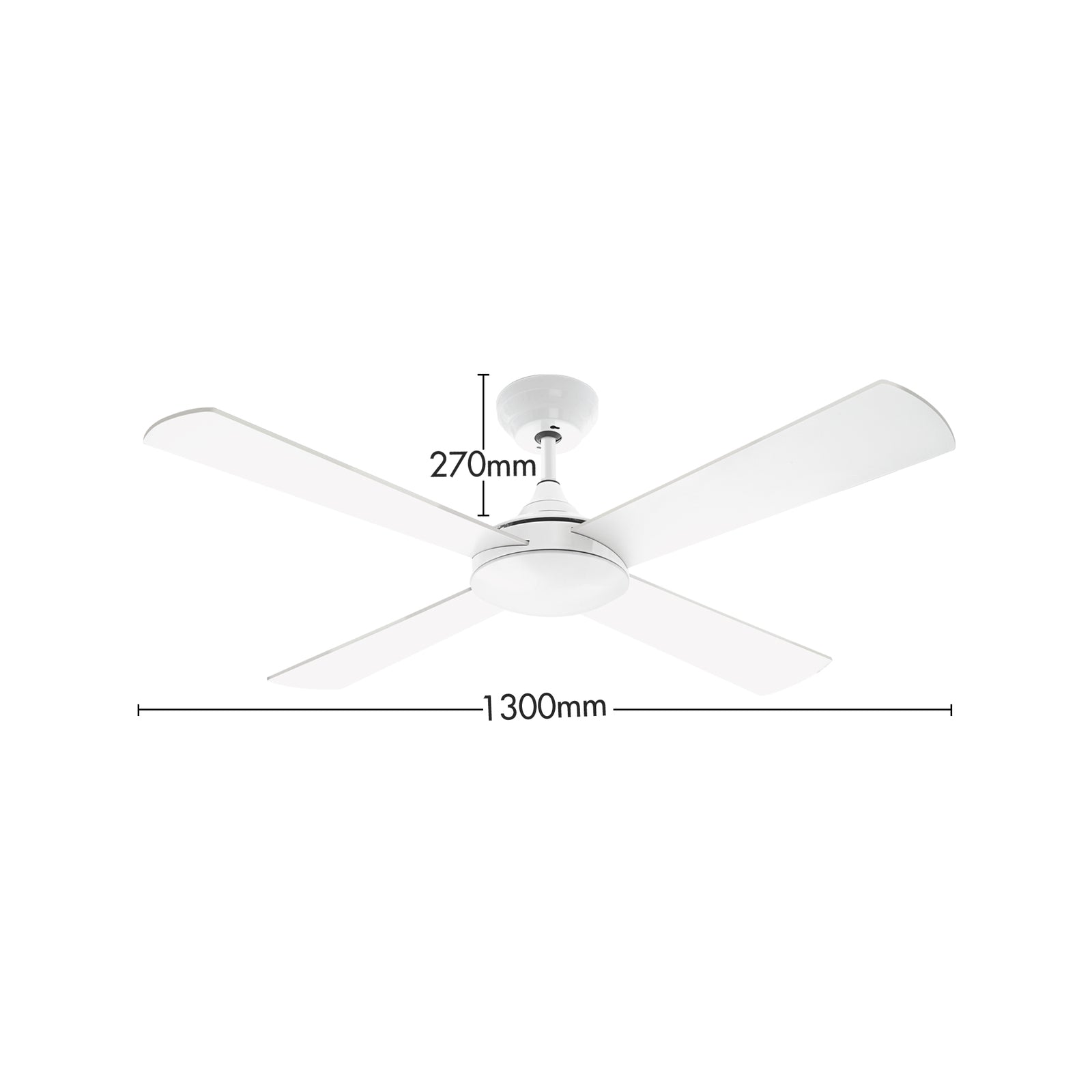 Arlec 130cm White Boston II 4 Blade Ceiling Fan - Remote, 6 Speed, 25W DC, DCF5241