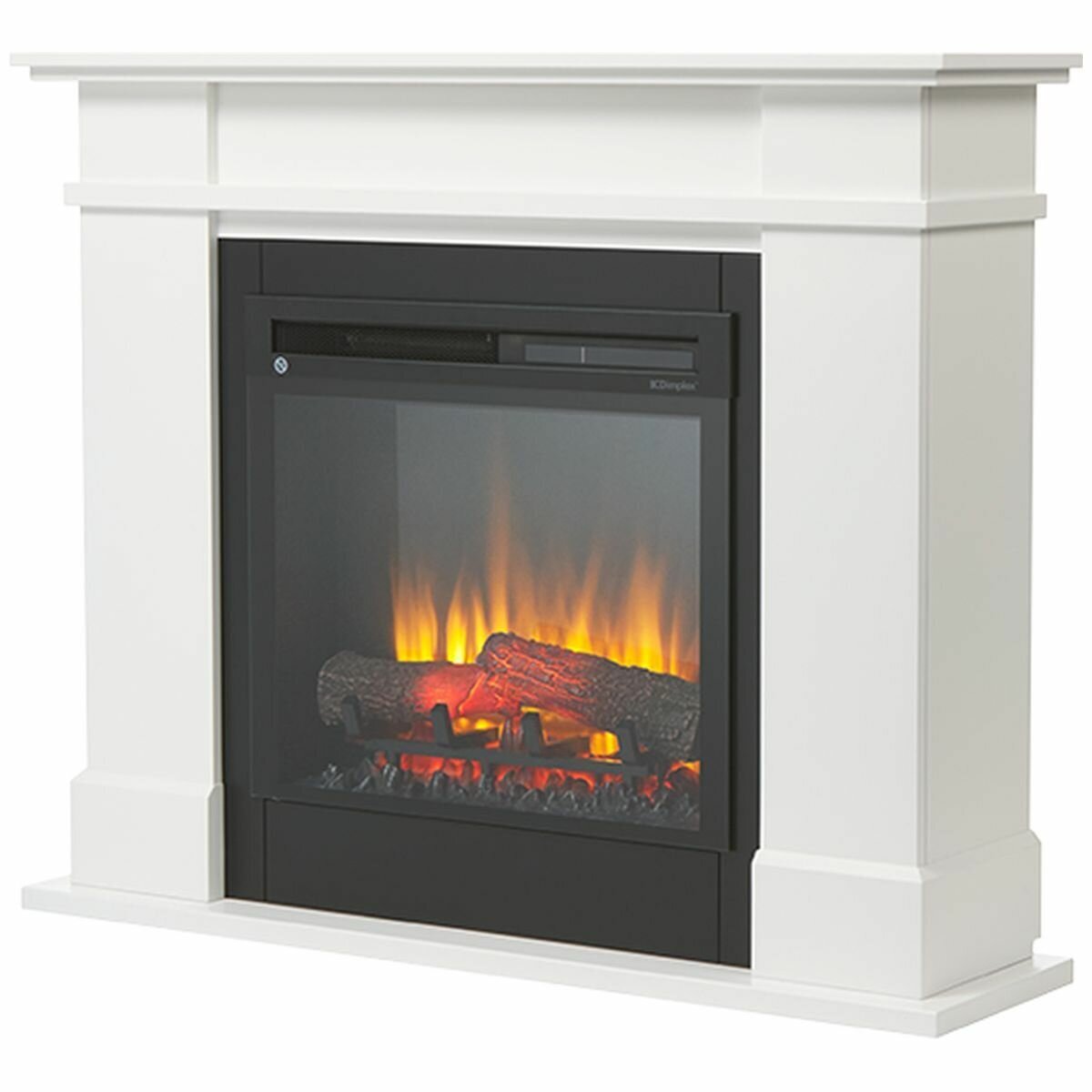 Dimplex 1.5kW Rail Mantle Electric Fire - Matte White - Optiflame LED Flame Effect - RAL15-AU